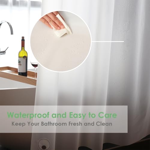 Image of Short Shower Curtain Liner 48 Inch Long for Walk in Tub, Heavy Duty White Plastic Waterproof Bathroom Curtains for Window, Premium Peva Shower Liners, 72X48 Inch