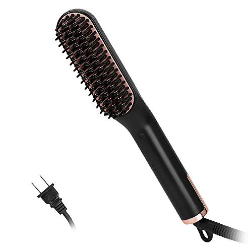 3 in 1 Beard Straightener Multifunctional Hair Straightener Brush 3 Temperature Settings Hot Comb Hair Straightener Voltage 110-240V Beard Hair Straightener for Men Women Home Travel