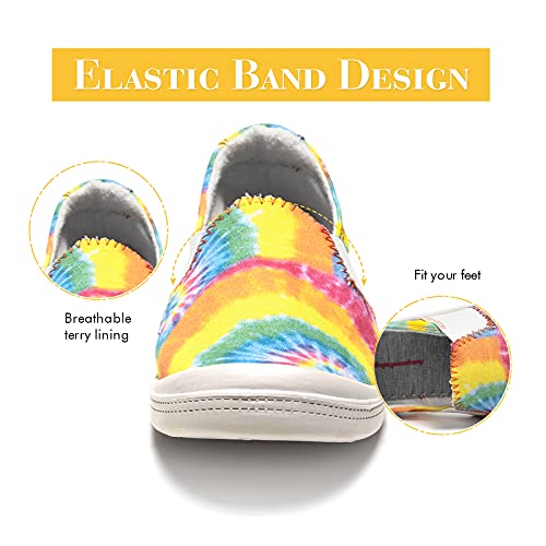 Image of FUNKYMONKEY Slip-On Canvas Sneakers for Women, Comfortable Lightweight Lace-Up Flat Casual Tennis Shoes Breathable Walking Shoes for Everyday Wear