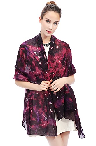 Lina & Lily Galaxy Starry Sky Space Print Women's Scarf Shawl Wrap Lightweight3