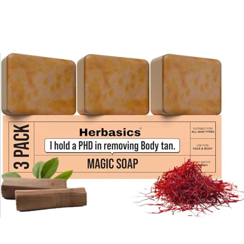 Image of Sandalwood & Saffron Magic Soaps For Bath (300 Gms Pack Of 3) | Paraben Free | Chandan & Kesar Bath Soap | Handmade Soaps For Glowing | Skin Brightening Soap For Men & Women Pack 3