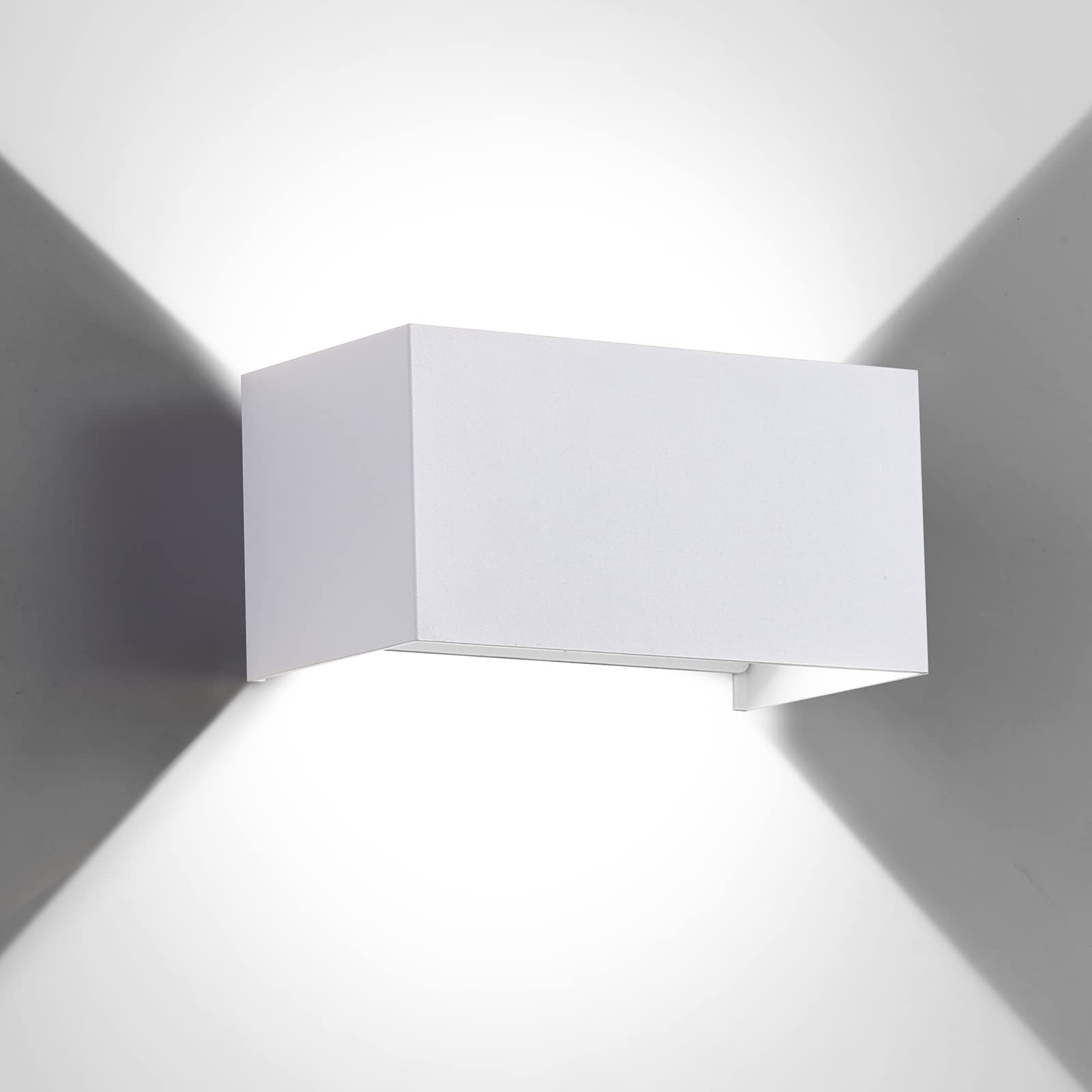 ZIKEY 24W Lámpara de Pared LED Interior/Exterior, Ángulo de Luz Ajustable, Moderno Aplique de Pared Blanco Frío 6000K, Impermeable IP65 para Balcón, Dormitorio, Porche, Pasillo - Blanco
