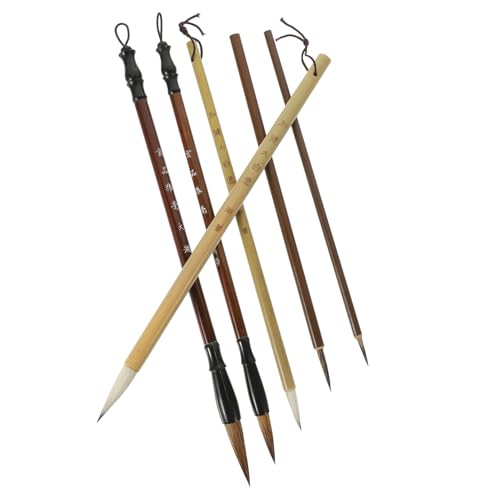 SHOWERORO 6Pcs Chinese Calligraphy Brush Portable Ink Painting Tools for Traditional Art for Calligraphy Drawing and Painting