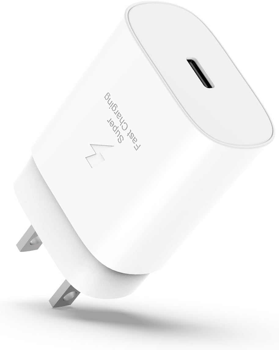 USB C Charger Block, 25W USBC Fast Charging Adapter Power Cube Wall Charger Plug for Samsung Galaxy S25/S24 Ultra/S23/S22/S21/S20/Z Fold 3/4/5/Note20, iPhone 16/15 Pro Max (White, 1 Pack) - Amazon product rated Grade A