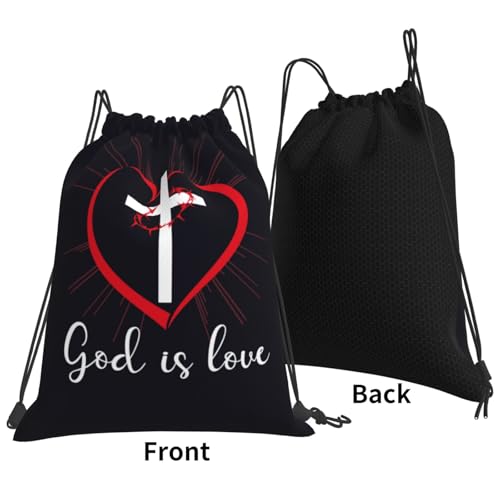 Cute Easter Jesus Cross Drawstring Backpack Sports Gym Sackpack Christian String Bag for Women Men3
