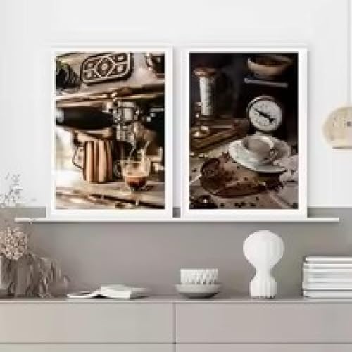 Toile vintage grains de café affiche expresso latte decoration murale 30x50