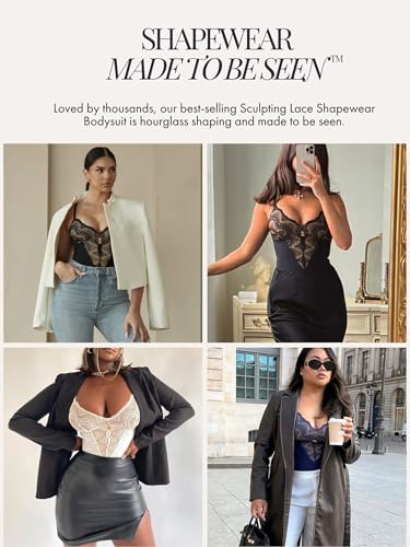 Pinsy Shapewear Sculpting Lace Bodysuit with Tummy Control, Compression, Built-in Bra, Convertible Bra Strap3