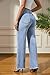 Guaile Women's Wide Leg Jeans High Waisted Strechy Jeans for Women Straight Raw Hem Loose Casual Denim Light Blue Size 2