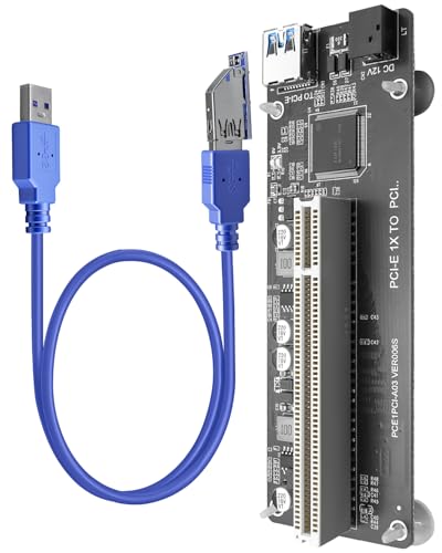 PCIe to PCI Adapter with USB 3.0 Cable Compatible with Audio Interfaces Video Capture Cards Industrial Devices, Dual/Single Slot Converter for Legacy PCI Cards