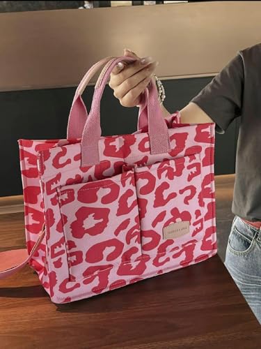 Image of Cherry Tote Bag for Women Canvas Patched Purse Cute Shoulder Bag Multi-Pocket Satchel Handbag for work travel