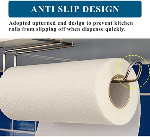 ORZ Kitchen Roll Holder Under Cabinet No Drilling Stainless Steel Paper Towel Holder for Under Cupboard Shelf and Kitchen Counter Wall Mounted Kitchen Roll Holder