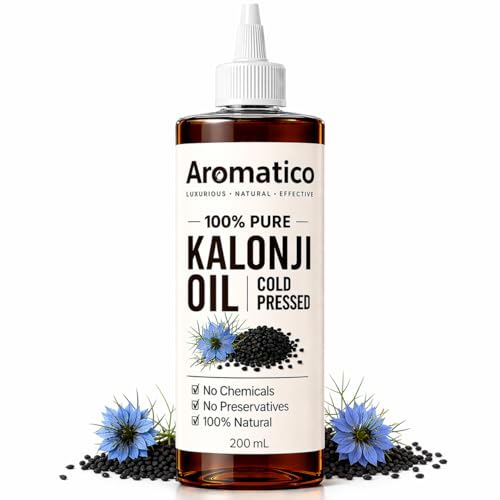 Image of AROMATICO Kalonji Oil for Hair Growth & Skin - Black Seed Oil for Hair Fall, Scalp Health & Hair Thickening | Nigella Sativa Hair Oil | 200ml