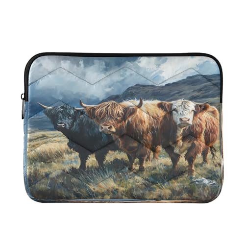 Funda portátil 13-14 pulgadas impermeable diseño Highland Cattle