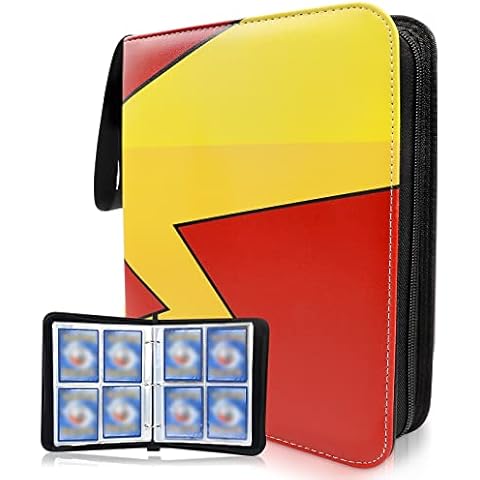 Jsvacva Trading Card Albums with Sleeves, Compatible with Pokemon Trading Card Binder, Waterproof Card Collection Folder Album for Kids, 50 Pokemon Cards Binder Double Sided Design (400 Cards) Cover