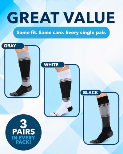 Image of Doctor's Select Bamboo Viscose Light Compression Socks for Women & Men - 3 Pairs, 8-15 mmHg Compression Socks, Knee High