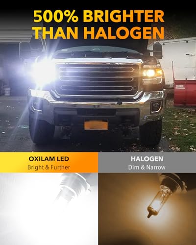 Image of OXILAM Mini Size H7 Light Bulbs 500% Brightness 6000K White Light, No Adapter Required Easy Install, H7 Halogen Bulbs 10 Years Lifespan Replacement, Pack of 2