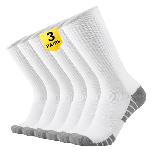 Image of ONKE Athletic Work Socks for Men Women Heavy Cushion Crew Moisture Wicking | Cotton, Max Full Cushion, Odor Control, Breathable, Comfortable, Durability, Anti Blister, Arch Support, Size M /L /XL 3 /6 Pack