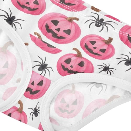 Joisal Funny Pink Pumpkins White Spider Little Girl Panties Toddler Underwear Floral Cotton Bright Kids Briefs Undies 2t4
