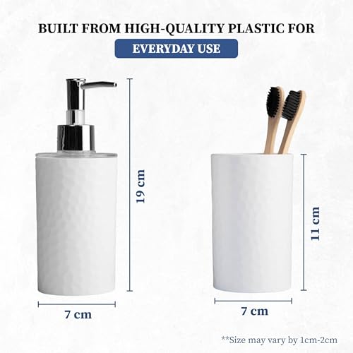 Image of Homestrap Plastic Liquid Soap Dispenser Pump with Tumbler | Bathroom Accessories Set | Sanitizer, Lotion, Shampoo Dispenser | Elegant Design for Bathroom, Kitchen, Wash Basin | Corrosion & Rust-Free
