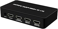 Vista 6 de Interruptor HDMI con extractor de audio eARC, interruptor HDMI 4K60Hz 4 en 1 con salida de audio, compatible con control remoto IR, 18Gbps