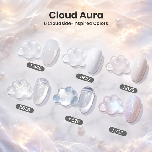 Image of Beetles White Gel Nail Polish Set, Milky White Silver Glitter Pearl Cat Eye | Neutral Nude Shades, Soak Off UV LED Winter Manicure Kit with Magnet, 7.5 ml Each