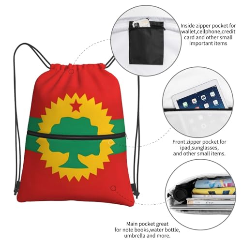 Oromo Liberation Front Drawstring Backpack Patriotic zipper Drawstring Bag for Men Women Sport Yoga Travel Gym4