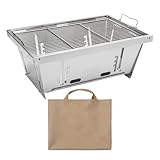 Barbacoa portátil de carbón vegetal portátil | Barbacoa de acero inoxidable, altura ajustable, parrilla plegable | Juego de herramientas para barbacoa multiusos barbacoa barbacoa de carbón vegetal