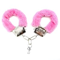 HENGBIRD Flauschige Handschellen Mit 2 Schlüsseln - Plüschtier Metall Pelz Polizei Kostüm Zubehör für Kinder Party Requisit Spiel (Rosa)