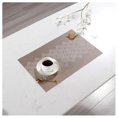 Image of YELONA Placemats Set of 8, Heat-Resistant Woven Vinyl Table Mats, Non-Slip & Washable Dining Tablemats for Kitchen & Dinner Decor, Rosy Brown (45cm x 30cm)