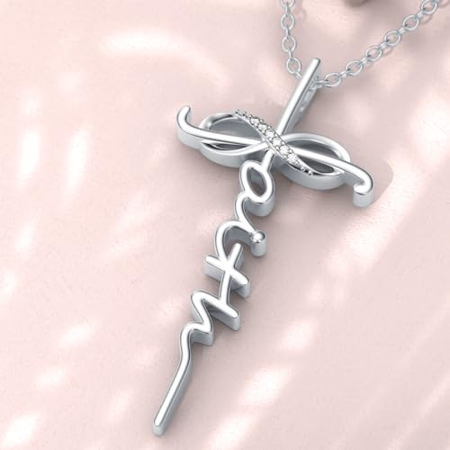 Diamond Faith Cross Necklace for Women 925 Sterling Silver Infinity Faith Pendant with Lab Grown Diamond Jewelry Gifts for Her3