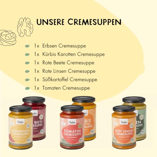 NABIO | Bio-Gemüsesuppen im 6er Pack I Erbse, Tomate, Süßkartoffel, Rote Beete, Rote Linse, Kürbis I (6x 375 ml) – Bild 5