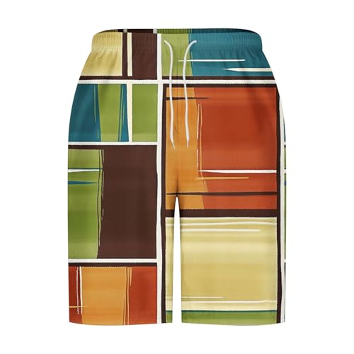 Beach Pants for Man Summer Loose Hawaiian Print Striped Tropical Shorts Trendy Holiday Straight Short Pant 20254