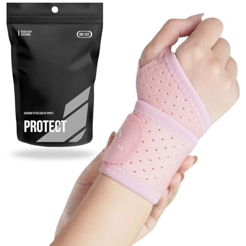 Muñequera Ambidiestra Ortopédica, Especial para Muñeca Abierta, Tendiditis y Esguince. Diseño Anti Rozaduras. Compresion Ajustable. Cómoda Y Transpirable. Muñequera Tunel Carpiano. (Color Rosa)