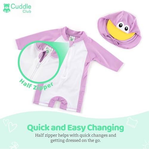 image for Cuddle Club UPF 50+ Long-Sleeve Baby Swimsuit, Sun Protection Sunsuit 
