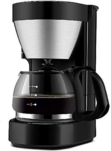 QJRGUY Filter Machine Black And Brushed Stainless Steel Coffee Machine,Pp Plastic+Stainless Steel,600W,For Family,Office,For Espresso Cooker