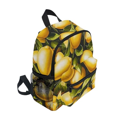 Kids Preschool Backpack Vintage Lemons Print, Cute Lightweight for Toddlers with Whistle Name Tag Slot S2