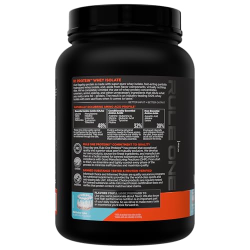 Image of Rule 1 Proteins R1 Protein Whey Isolate Protein, Birthday Cake, 22 Servings | 25g of Protein from Whey Isolates and Hydrolysate isolates for Workout Recovery and anytime use