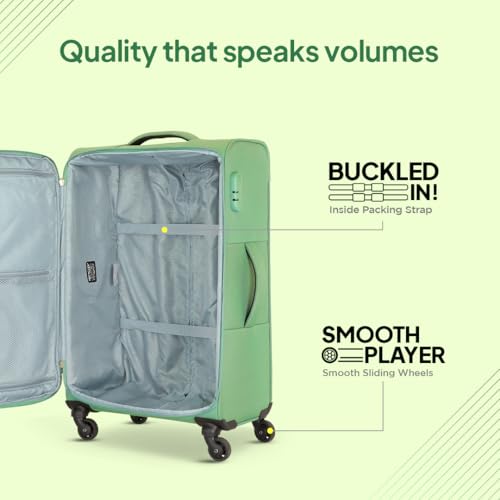 Image of American Tourister Mystic | Cabin Trolley Bag (58 cm) | 360 4 Wheel Travel Luggage | 1 Compartments | Soft Luggage Polyester Expandable Suitcase | Combination Lock | 3 Years Warranty | Piquant Green