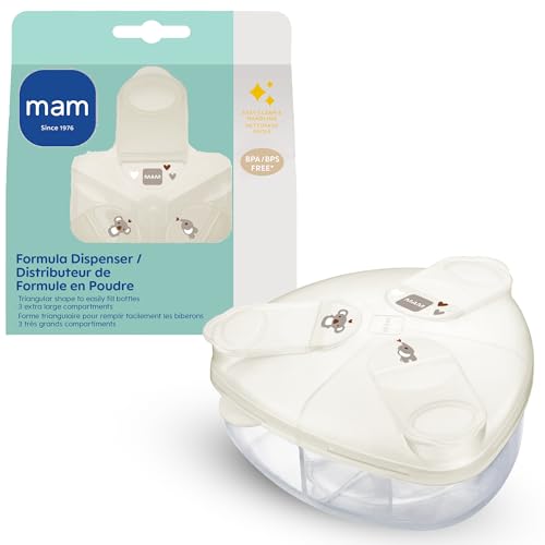 MAM Baby Formula Dispenser – Spill Proof Travel Milk Formula Container with 3 Compartments 1.4oz / 40g Each, Also Fits Bottle Nipples, Snacks, Pacifiers, Dishwasher Safe, Made in Europe
