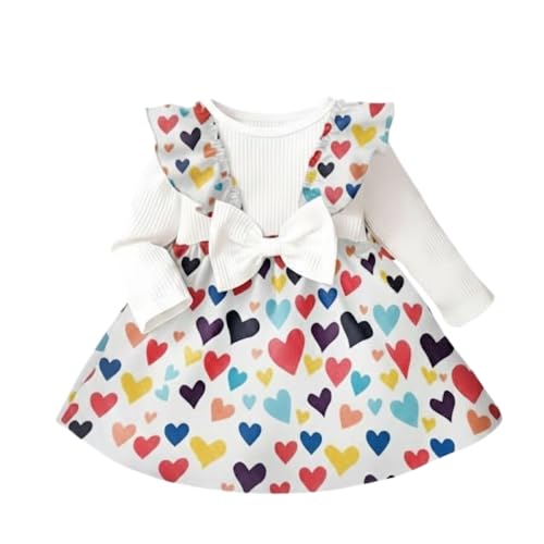 Image of A.T.U.N. (ALL THINGS UBER NICE) Baby Girls Poly Silk Printed Dress with Bow Strap Detailing & Ruffle Sleeve Design | Soft Feel Long Sleeve Party Frock | Elegant Winter Occasion Dress for Kids