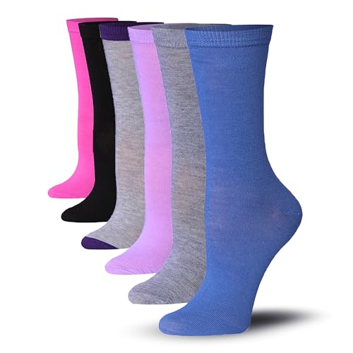 Image of Tipi Toe Women's 6-Pack Funky Crew Socks | Colorful Fun Patterned Novelty Dress Socks, Sizes 9-13