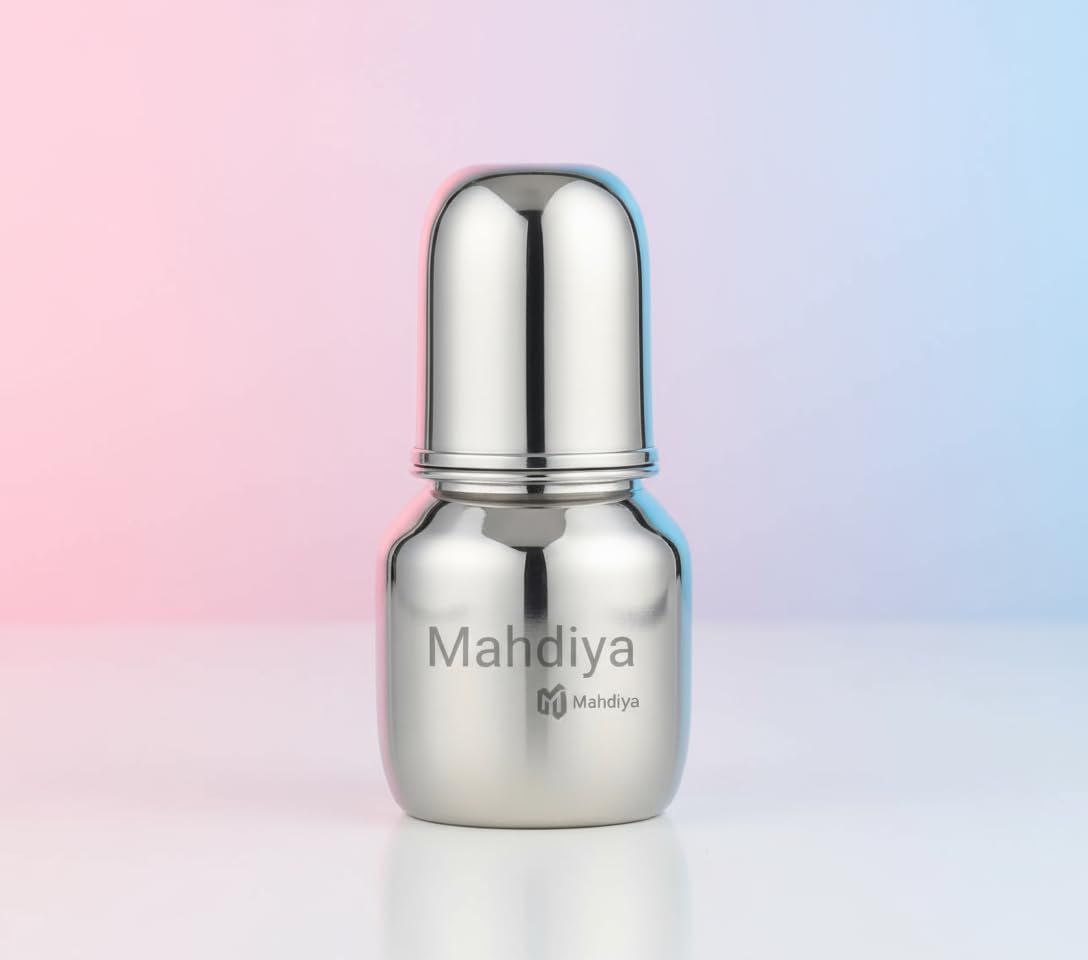Mahdiya Stainless Steel Feeding Bottle 304 Steel Sliver Color Steel Sipper Milk/Water/for Children +6Month 1 Nipple Free in Pack (150 ML Reg-SS Feeding Bottle)-image-45