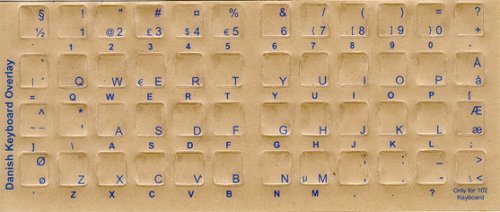 Aramedia KBS-DANISHBLUE-B000JYI72A Keyboard Stickers, Overlays, Labels: Transparent Danish Blue Characters cover
