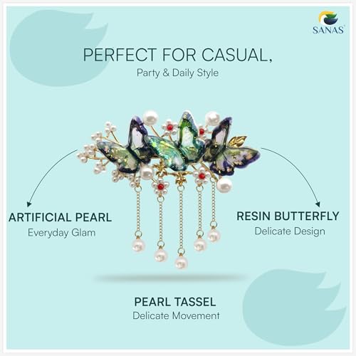 Image of Sanas Hair Accessories For Women 1Pc Alligator Hair Clips Pearl Beads Metal Hair Clips Barrettes For Girls Duckbill Clip For Hair Butterfly Clips French Clip 1Pc