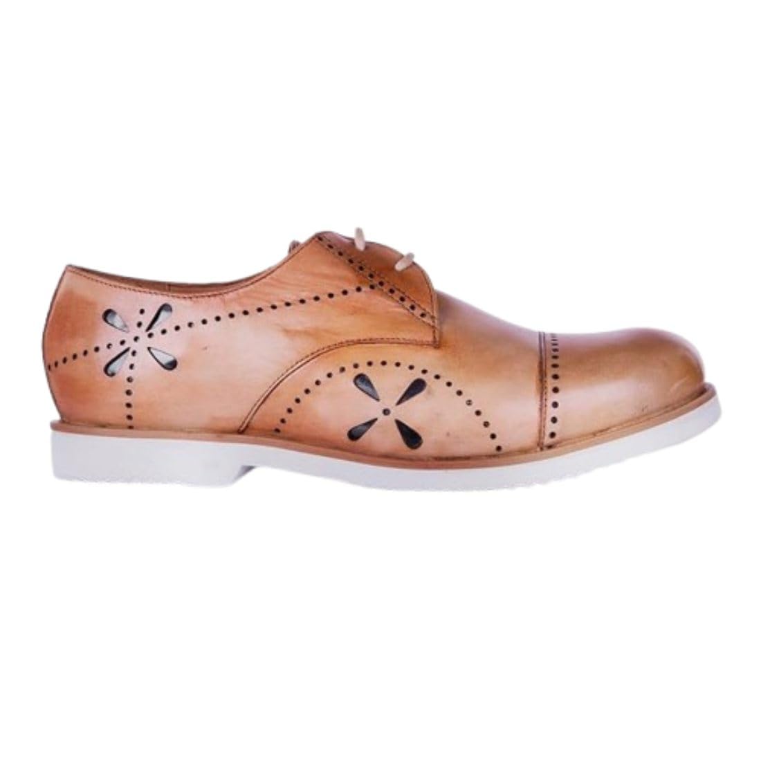 Blossom Semi Formal Footwear Macchiato Finish (Italian) |Handcrafted and Genuine Leather |Semi Fomral Look |Derby for Women - Cushioned Footbed with Feather Light Eva Sole-image-10