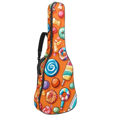 Housse guitare acoustique anti-choc motif bonbons orange