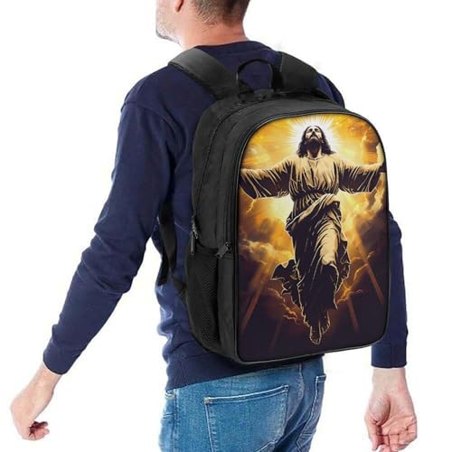 Mochila estampada Jesús bolsa de lienzo impermeable y transpirable para estudiantes 5