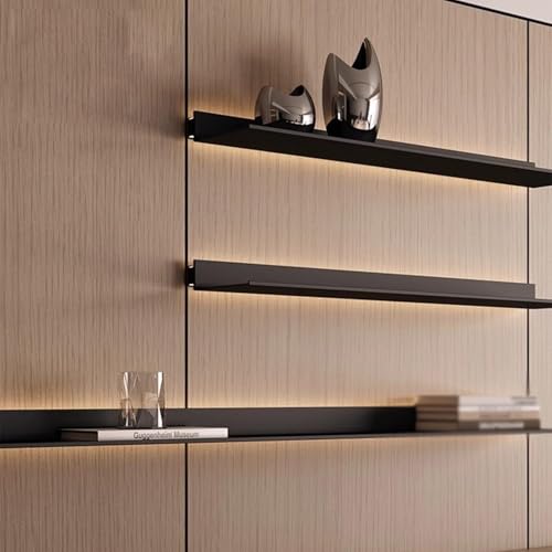 Genérico Estantes flotantes de Pared con Luces LED, estantes flotantes de Pared con luz LED cálida, estantes flotantes de Pared emisores de luz, estantería de Pared de aleación de Aluminio para almac