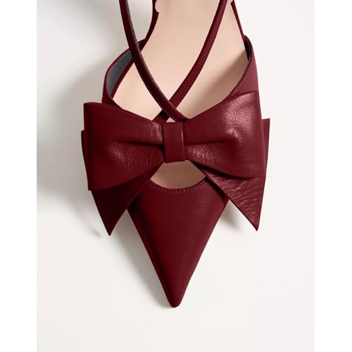 Women's Kitten Heel Pointed Closed Toe Slingback Pumps Comfortable Mid Heel Fashion Bowknot Decoration Wedding Prom Dress Shoes for Women2