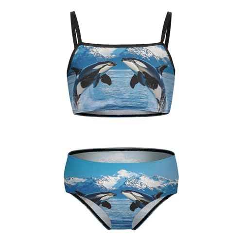 Animal Orcas Iceberg Girls Bikini Swimsuit Two Piece Bathing Suit Beach Swimwear